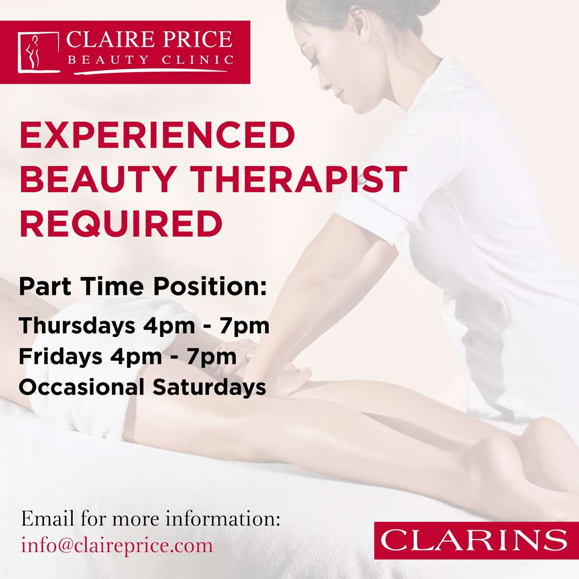 Experienced Beauty Therapist - Part-Time Position (Thursday 4-7, Friday 4-7, occasional Saturdays)